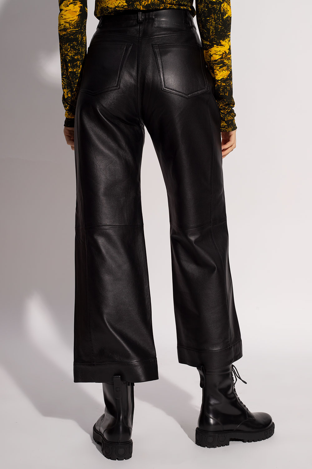 Black Leather trousers with logo Proenza Schouler White Label